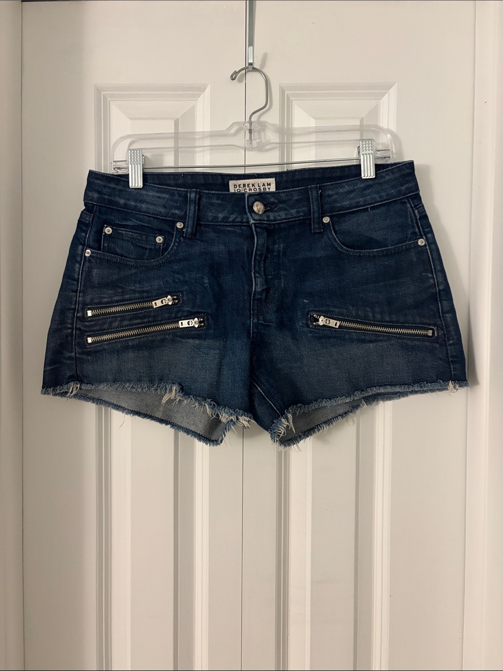 Derek Lam Dark blue Quinn Denim Shorts with Zipper Detail, size 28